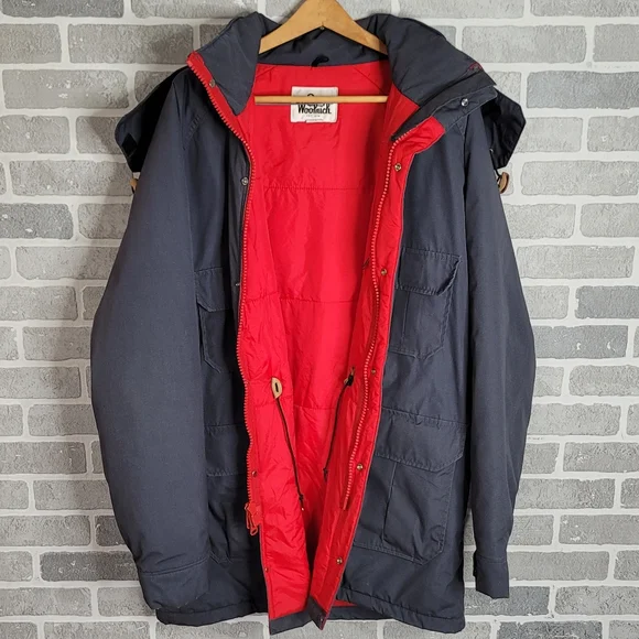 Woolrich Vintage Made in USA Blue Parka Jacket Winter Coat Mens Size XL Long